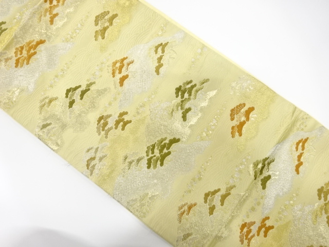 JAPANESE KIMONO / ANTIQUE FUKURO OBI / WOVEN MOUNTAINS & PINE